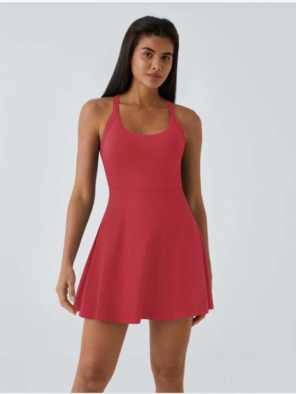 Halara Easy Peasy Twisted Flare Active Dress - Longer Length, Salsa